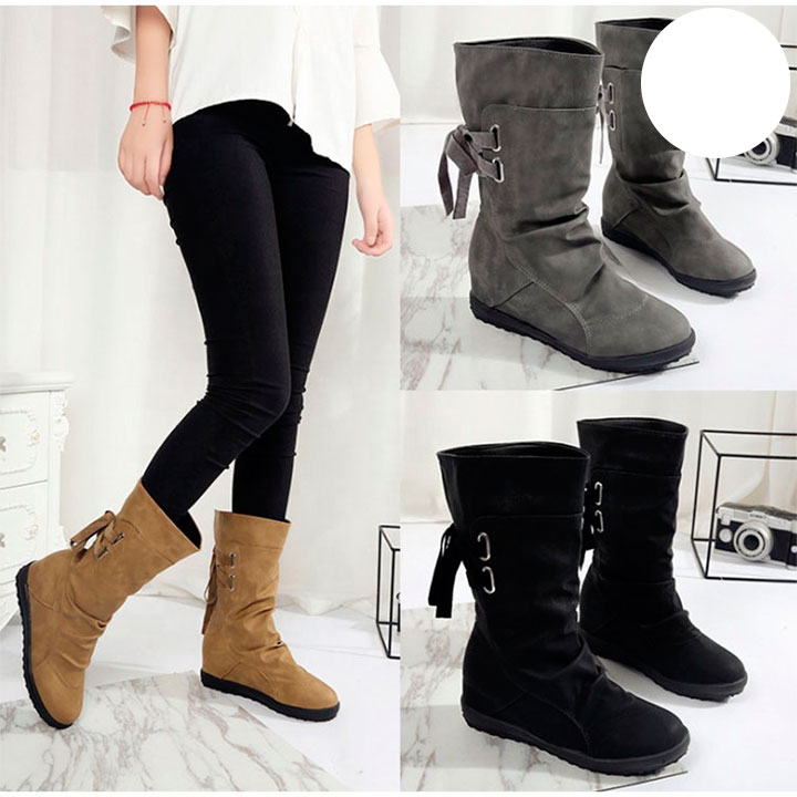 Botas planas para mujer - Botines Negros