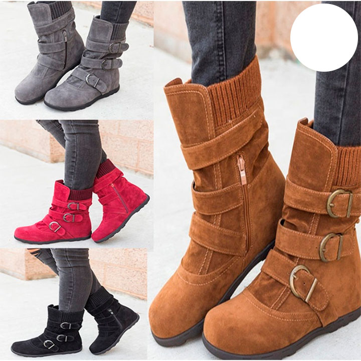 Las botas planas para mujer Botines Negros