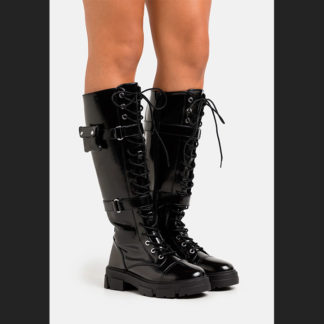 botas militares color negro para mujer