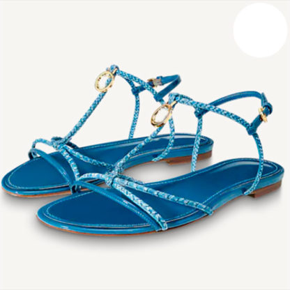 sandalias planas para mujer color azul