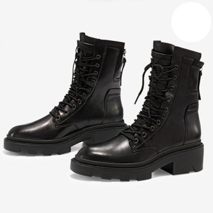botas militares para mujer en color negro cierre con cordones