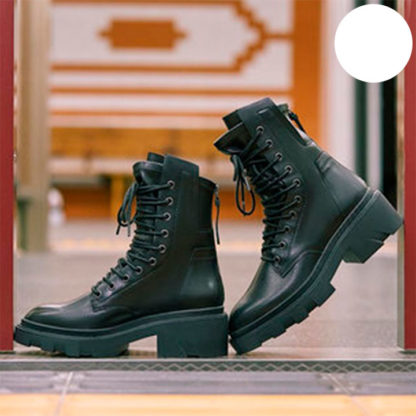 botas militares para mujer en color negro suela tipo plataforma