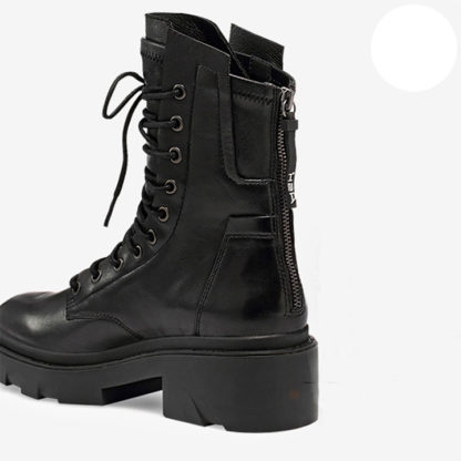 botas militares para mujer en color negro con tacon bloque
