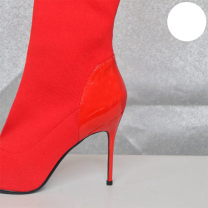 botas altas en color rojo tacon aguja