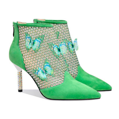 botines verdes para mujer con mariposas