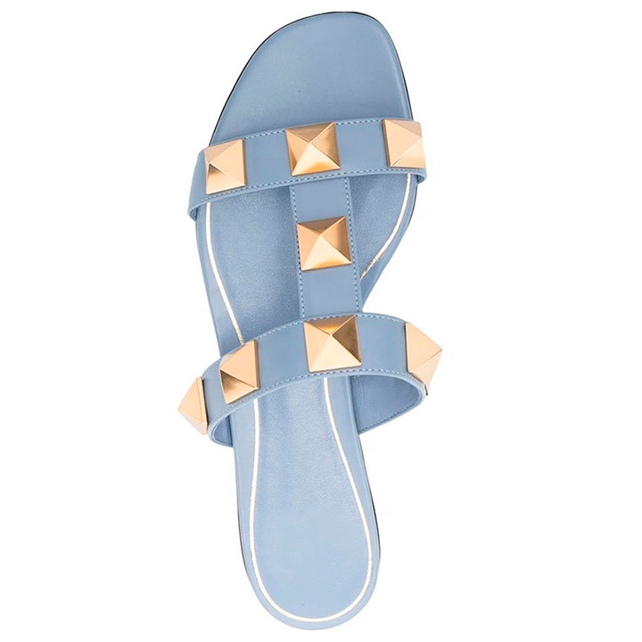 Sandalias planas 2025 azules